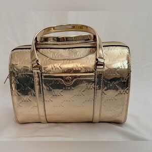 Michael Kors Jet Set Patent Logo Travel Medium Duffle Bag NWT